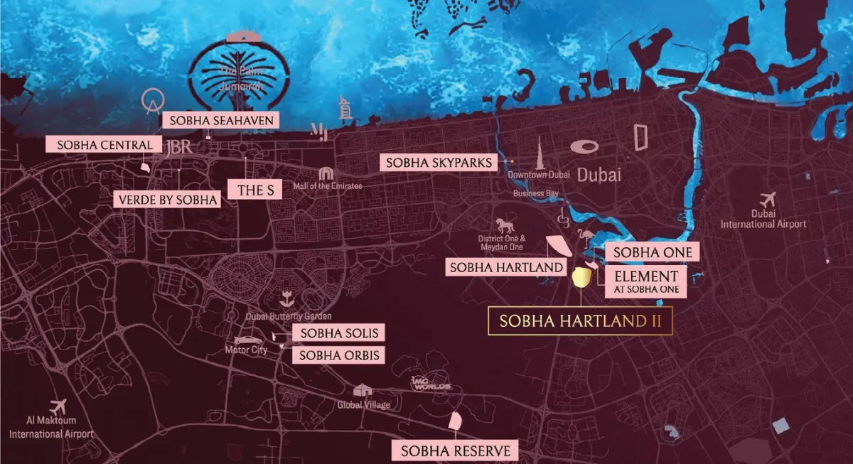 Driving distances to major landmarks near the skyvue atelier